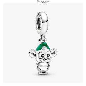 Pandora Mouse Charm with Green Hat